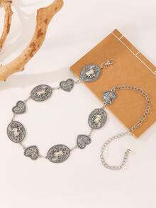 时尚单层金属链腰带，复古风格百搭配饰，适合秋季、秋季、万圣节等场合