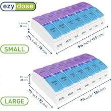 Ezy Dose Weekly AM/PM Pill Organizer, 7-Day Vitamin And Medication Box With Large Pop-Out Compartments, 2 Times A Day Pill Holder For Easy Dosing, Blue And Purple Lids, Travel-Friendly Design - Purple - View 3