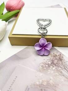 1 pieza Llavero con flor de Plumeria rosa/blanca/amarilla/morada/roja, accesorio de mujer, decoración para teléfono, cartera, bolso, mochila, graduación, boda, dama de honor, fiesta