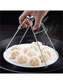 1/2pcs Kitchen Heat Resistant Tongs, Bowl Rack, Trivet, Pot Holder, Hot Pot Stand, Insulated Lid, Stainless Steel Non-Slip Heat Resistant Tongs, Square Pot Rack, Multi-Purpose Kitchen Tongs For Bowls And Plates - Silver - View 8