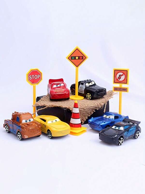 Disney Juego Disney Cars de 6 piezas, decoración de coches, perfecto para coches, oficinas, hogares, dormitorios, decoración de fiestas, regalos de cumpleaños, exhibiciones de repostería y como regalo para familiares y amigos