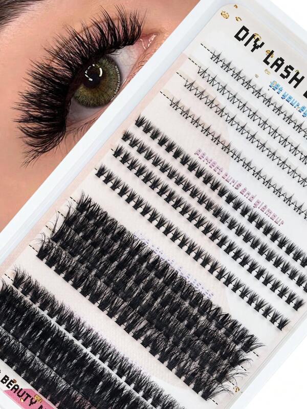 Hinarin Hinarin C/D Curl Mix 324 Pcs Lash Extensions 10-16mm Mixed Natural Look Soft Individual Clusters Lashes Wispy Lightweight Bottom Clusters Lashes Extension Cosmetic Makeup Tool For Beginner