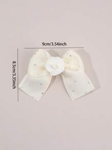 2 piezas Hebillas de pelo con lazo beige y flores con rhinestones para niñas, accesorios de pelo elegantes para la vida diaria