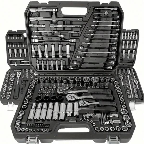 Juego de herramientas manual premium de 46 piezas, incluye llave de trinquete y llave de torsión - ultra portátil, multifuncional, para reparación de automóviles, bicicletas y motocicletas, así como para uso doméstico