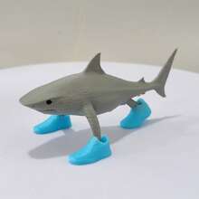 1 pieza/2 piezas Estatua decorativa de tiburón imaginativo con patas azules - Decoración de plástico duradero impresa en 3D para interiores/exteriores, sin electricidad requerida, arte de escritorio creativo para el hogar y oficina, regalo único para coleccionistas, escultura para exteriores | Decoración peculiar | Diseño ligero | Regalo para fiestas festivas