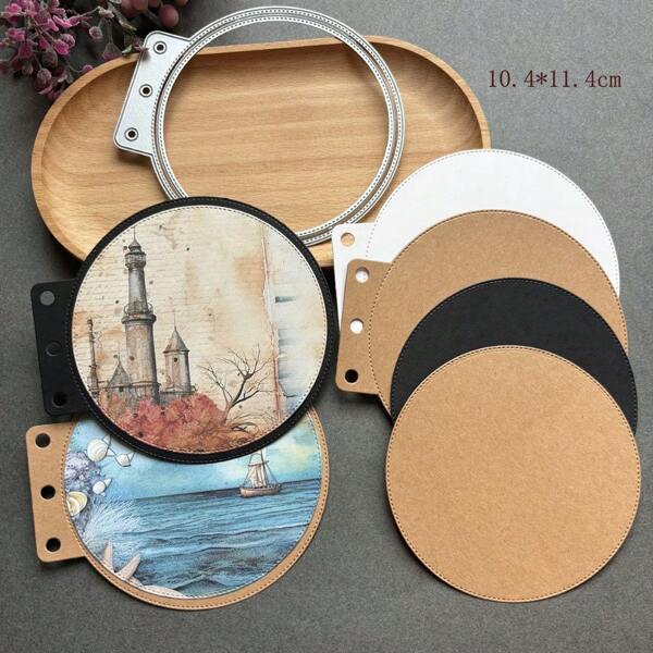 1pc Lace Round Metal Cutting Dies, Carbon Steel Embossing Die Cuts For Scrapbooking, Albums, Cards, Decorations - Creative DIY Scrapbook Template, Durable Metal Mold