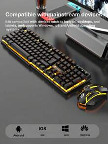 Colorful Led Backlit Gaming Keyboard & Mouse Set With Mechanical Feel, For Desktop, Laptop And Pc