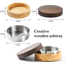 Cute Ashtrays For Cigarettes Ash Tray With Lid DDAJJAJ Wooden Ashtray With Stainless Steel Portable Decorative Ashtray Windproof Ashtray For Home,Patio,Office,Outdoors,Indoor,Parties - gỗ - Xem 11
