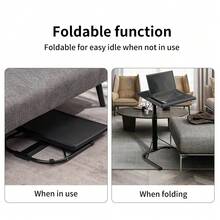 Laptop Desk, Foldable Side Table, PP+Steel, Height Adjustable, 43*43*58-69cm - màu đen - Xem 5