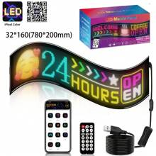 Wisciton Pannello di display flessibile a LED RGB Matrix per camion, con animazione programmabile, controllo tramite app Bluetooth, ideale per creazione di insegne luminose scorrevoli