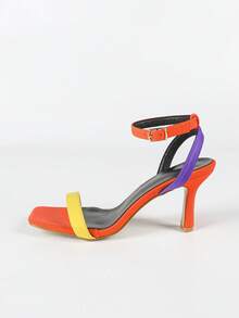 Quadratische Zehenspitze, dünner Absatz, Knöchelriemen, modische Kontrastfarbe High Heel Sandalen, quadratische Zehenspitze, dünner Absatz, modisches minimalistisches Riemen Kontrastdesign, leichte, bequeme Sommer-High-Heel-Sandalen, geeignet für Party, Urlaub, Pendeln, sexy dünner Absatz quadratische Zehenspitze High Heel Schuhe - Verschiedenfarbig - Übersicht 5