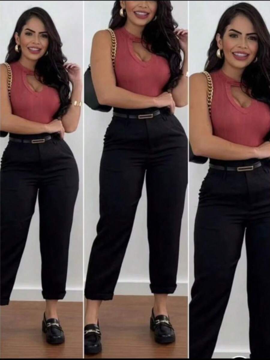 Women's Tailored Trousers High Waist With Pleat Casual And Formal From S To XL