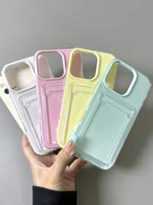 Funda de teléfono de color caramelo de 2 en 1 compatible con iPhone 16, 15, 14, 13, 12, 11 Pro Max 16Plus, con ranura para tarjetas, simple, a prueba de golpes y cubierta suave transparente