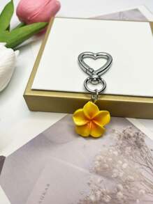 1 pieza Llavero con flor de Plumeria rosa/blanca/amarilla/morada/roja, accesorio de mujer, decoración para teléfono, cartera, bolso, mochila, graduación, boda, dama de honor, fiesta