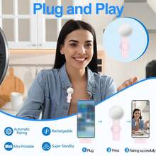 Wireless Lavalier Microphone With Type-C Interface, Plug And Play, 2.4G Ultra-Low Latency, Built-In Noise Cancellation Chip, Suitable For Video Recording, Interviews, Podcasts, Vlogs, 50mAh Rechargeable Battery - Pink - View 4