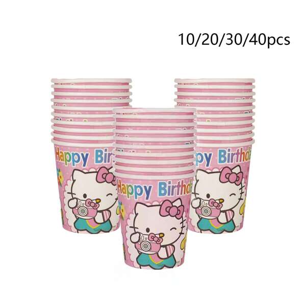 Sanrio 10/20/30/40pcs Sanrio Hello Kitty Party Supplies,Paper Cups For Hello Kitty Birthday Party Decorations,Hello Kitty Birthday Party Decorations