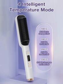 GENAI 直发梳 - 一体式离子造型器 - 居家打造沙龙效果 - 小巧轻便的设计 - 白色和灰色