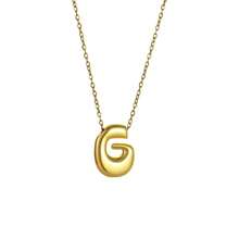 18K Bubble Letter Necklace Gold For Women, Initial Necklaces Rhinestone Chunky Bubble Letter Necklace As Mother's Day Gifts Charm Puff Name Pendant Alphabet Necklaces Non Tarnish Gold Plated Jewelry