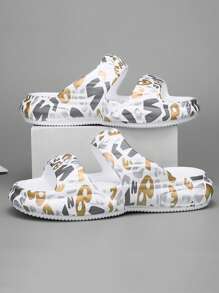 Sandalias unisex con cierre deslizante, hombres y mujeres, jóvenes y adolescentes, estudiantes universitarios, zapatillas casuales para exteriores, suela blanda y cómoda Thick, correa, sandalias de playa, patrón Asymmetrical Camlage, color A