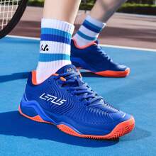 Men's Lace-Up Shock Absorbing Wear-Resistant Tennis Shoes, Lightweight Low-Top Non-Slip Badminton Shoes, Fashionable