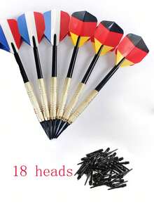 24 件 14 克时尚旗形软式飞镖，休闲塑料头飞镖，6 支飞镖 +18 个飞镖尖