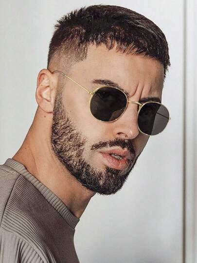 1 Stück Herren Lässig Elegant Retro Runder Rahmen Vollrand Metall Mode Brille, geeignet für Outdoor-Aktivitäten und Outfits