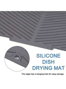 1PC Non-Slip Silicone Kitchen Mat With Drain Slots, Dish Drainer Pad For Sink Or Countertop, Quick Drying Mat For Pots, Pans, And Utensils, Heavy Duty Countertop Protector.