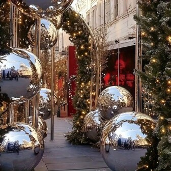 10个32英寸大型银色4D圆球，适用于节日装饰、周年纪念装饰、生日派对装饰、时尚派对装饰、毕业季装饰、拍摄装饰气球、拍摄道具