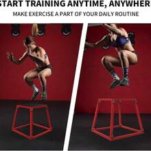 Huisuilinss Plyometric Jump Box, 12/18/24/30 Inch Plyo Box,Steel Plyometric Platform And Jumping Box,Anti-Slip Fitness Exercise Step Up Box For Home Gym Training,Conditioning Strength Training - Red+Black 12in - View 4