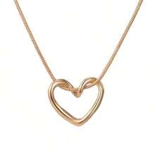 1pc Minimalist Chain Hollow Heart Pendant Necklace, Delicate Personalized Design Clavicle Chain, Versatile