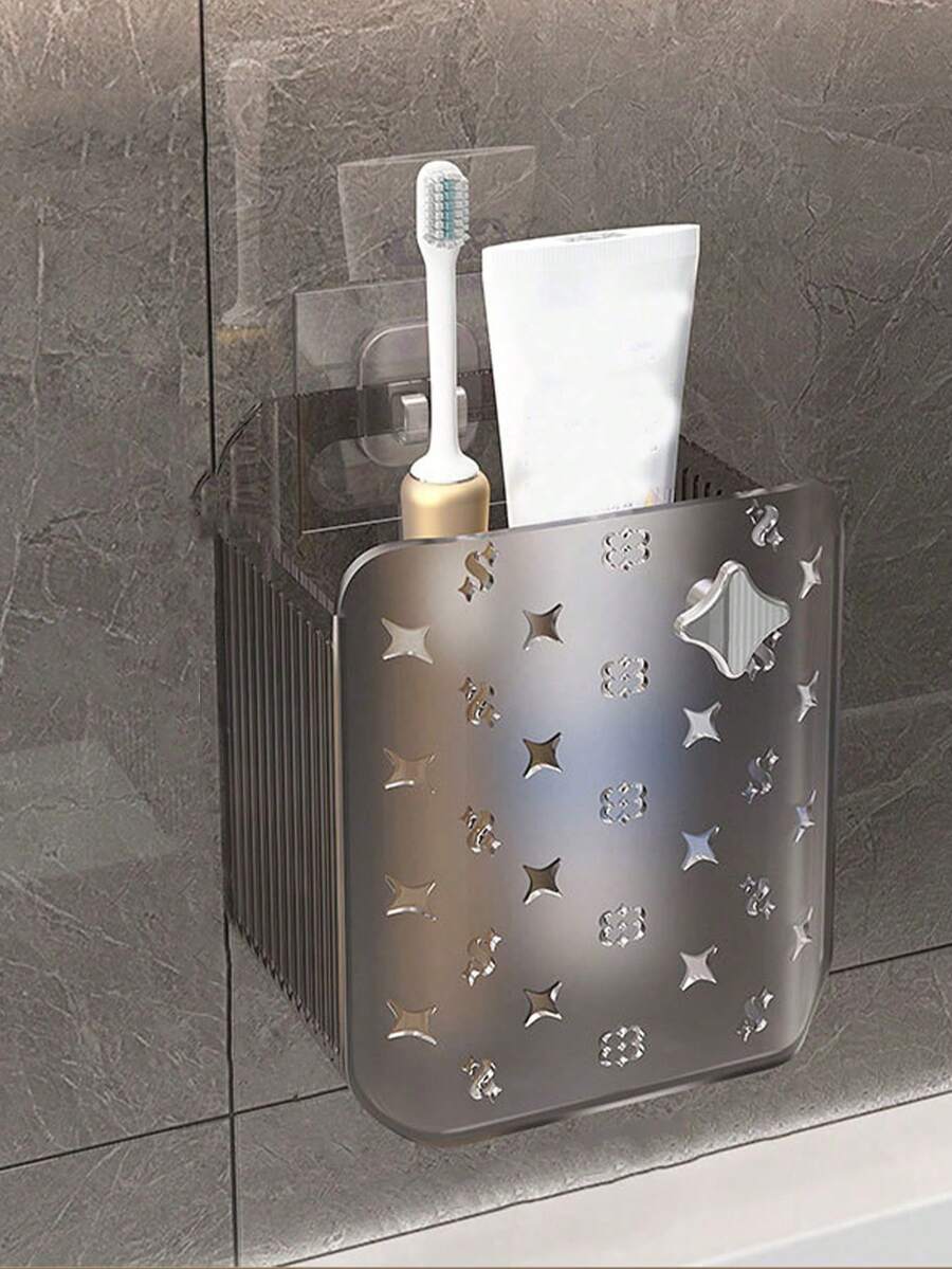 1pc Multi-Function Storage Rack Organizer Bin, Hanging Bathroom Facial Tissue Towel Holder Back To School - Grey - View 1