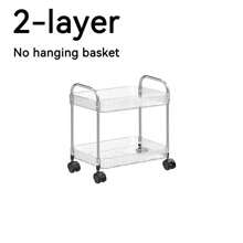 1pc Household Transparent Movable Cosmetic Small Cart Storage Rack, Large Capacity Multifunctional Bathroom Finishing Display Rack, Bathroom Accessories, Makeup Organizer Rolling Cart, Mobile Shelf For Office, Bathroom, Kitchen, & Living Room