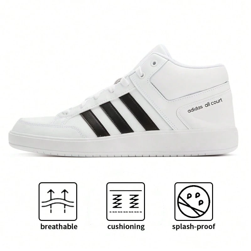 Adidas Zapatillas de skateboarding de entrenamiento de corte bajo casual para hombres - Blanco y negro - Ver 1