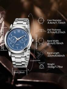 1pc Men's Silver Strap Fashionable Casual Business Retro Mixed Dial Quartz Watch For Daily Wear Or Holiday Gifts