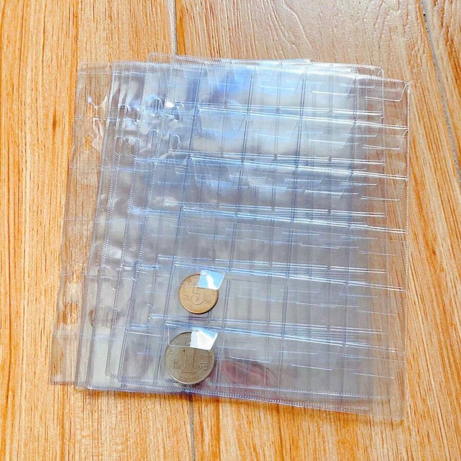 10 件标准孔 12/24 口袋大容量硬币邮票收集存储相册页面，用于贴纸、补丁、返校、学校用品、储蓄计划、双周储蓄计划、10000 储蓄计划、储蓄策略