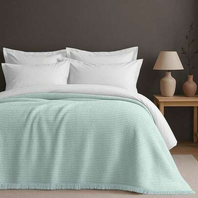 FABRICADO NA TURQUIA Colcha King Size – 100% Algodão – 200x220 Cm – Respirável e Colcha