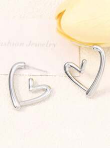 Pendientes de mujer con muesca de amor sencilla, pendientes de plata de ley de lujo ligero, collar versátil para el Día de la Madre, adecuado para ropa de entre semana