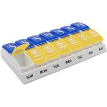 Ezy Dose Weekly AM/PM Pill Organizer, 7-Day Vitamin And Medication Box With Large Pop-Out Compartments, 2 Times A Day Pill Holder For Easy Dosing, Blue And Purple Lids, Travel-Friendly Design - Blue - View 1