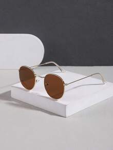 1 件男士休闲优雅复古圆框全框金属时尚眼镜，适合户外活动和服装