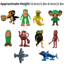 8-9-10 piezas Figuritas de Tiburón Brainrot Tralaler Tralala estilo italiano, Figuritas de Tiburón Brainrot Meme italiano, Divertida figura Tiburón Brainrot Tung Tung Tung Sahur, Figuritas de Animales Brainrot Virales de Tiburón con Zapatillas