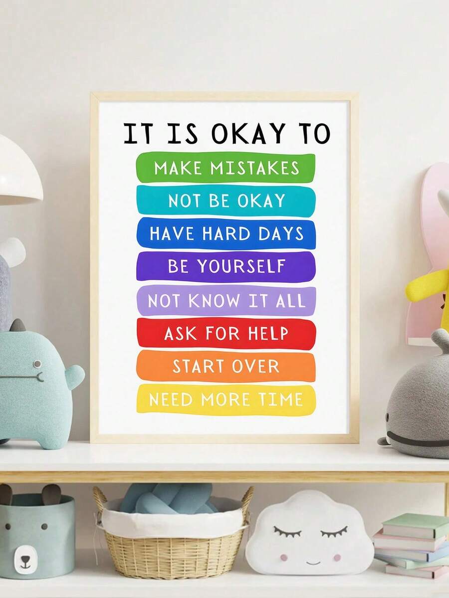 1 pieza Póster educativo bohemio de arco iris neutro, impresión de arte de pared en lienzo, autosuperación, sugerencia psicológica positiva, está bien, herramientas de enseñanza para guarderías, decoración de dormitorio infantil, sin marco, pósteres modernos para habitación, elementos de decoración de habitación, decoración para el hogar, decoración occidental, decoración de baño, cocina, sala de estar, dormitorio, oficina, pintura y estampados de arte de pared, imagen de pared para decoración de dormitorio, hogar