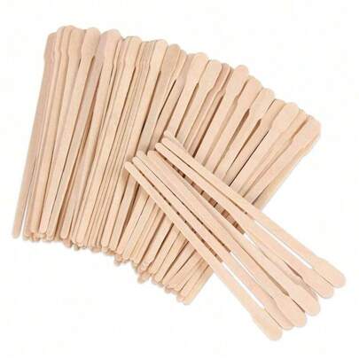 100/300pcs Wooden Wax Sticks Eyebrow Lip Nose Waxing Applicator Sticks For Hair Removal Disposable Depilation Spatula Wax Sticks, Hair Products And Accessories For Barber Salon Beauty Travel Essentials