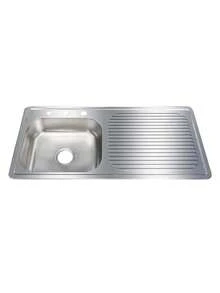 Tarja de fregadero de acero inoxidable, tina izquierda y panel derecho. Con tres orificios para grifería, diseño de gran tamaño ofrece amplio espacio para lavar platos y utensilios. Fácil de instalar para disfrutar sus ventajas rápidamente. - Unitalla - Ver 6