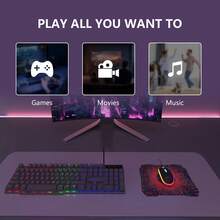 Wired Gaming Keyboard And Mouse Headset Combo,Rainbow LED Backlit Wired Keyboard,Over Ear Headphone With Mic,For PC,Laptop - 黑色 - 查看 9