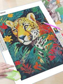 5D Diy Diamond Painting Leopards In The Forest Full Round Diamond EmbroideryIllustration Style Mosaic Rhinestone Picture Home Decor 30x40cm