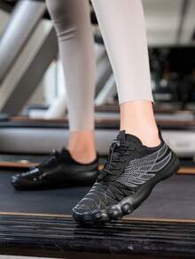 TACHUAN 1 Pair Women's Gradient Color Polyester Athletic Cross-Training Shoes With Anti-Slip Sole, Suitable For Gym And All Seasons - Black - View 2