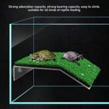1pc Artificial Grass Mat, Turtle Ramp Ladder Resting Terrace, Suitable For Reptile And Hermit Crab Aquarium Decoration