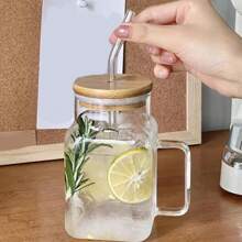 1 pièce - Tasse en verre carrée, tasse à paille grande capacité, couvercle de tasse carrée haute, tasse à thé d'été en verre, tasse à boire pour adultes et filles, design de produit de mariage, cadeau pour un usage quotidien, jolie tasse en verre flottante, tasse à lumière flottante, design de cadeau, contenant à boisson tasse à thé contemporaine, choix pour un cadeau. Rentrée des classes