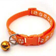 1Pc Adjustable Pet Collar With Bell For Small Dogs And Cats - Stylish Footprint Design For Added Security And Visibility