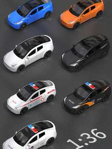 1 Set Includes 1:36 Sedan Car + Model Car + Police Car Combination, Friction Powered Toy Cars, Suitable For Birthday Party Gifts And Collection - Multicolor - View 2